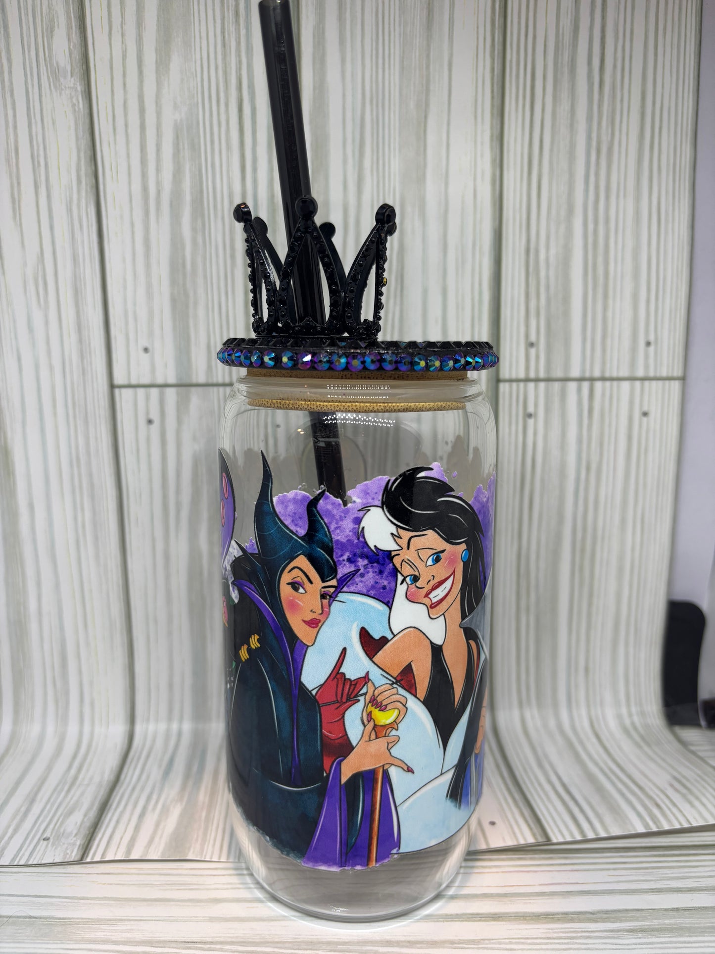 16oz Glass Can Libby Style Cup with Evil Queens