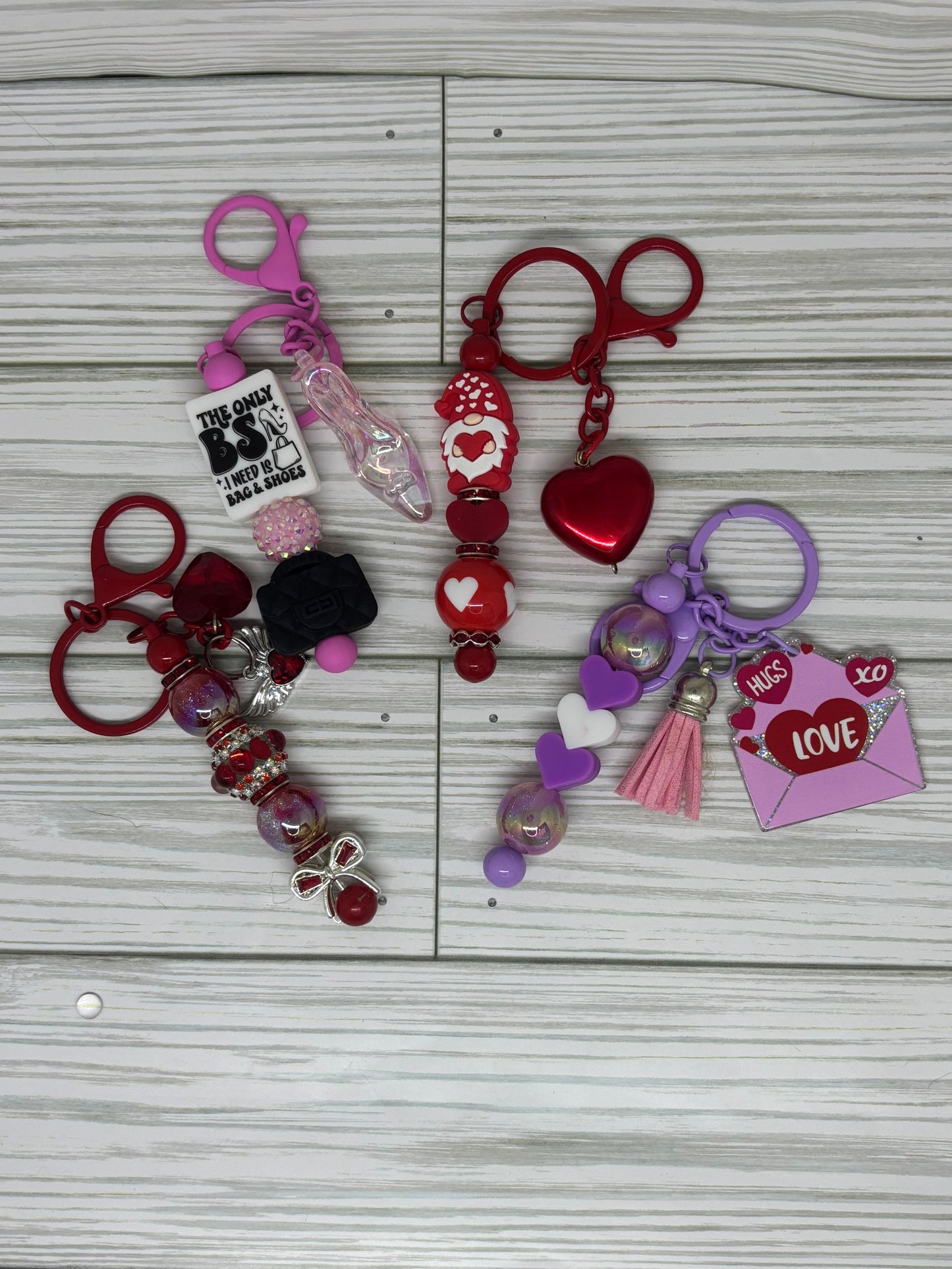 Bling Keychain Bar with Customizable Accessories with Charm & Pom Options