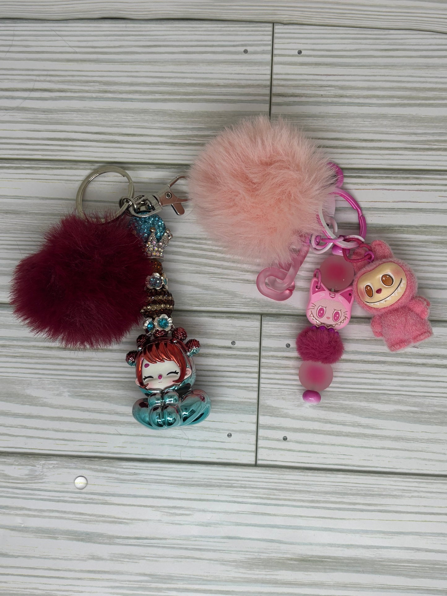 Bling Keychain Bar with Customizable Accessories with Charm & Pom Options