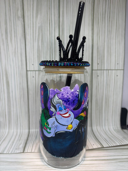 16oz Glass Can Libby Style Cup with Evil Queens