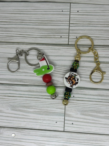 Bling Keychain Bar with Customizable Accessories with Charm & Pom Options