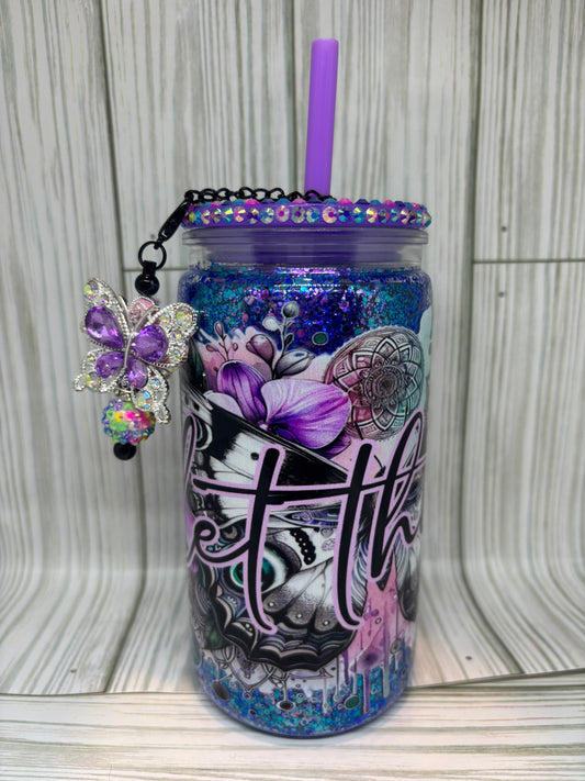16oz Dry Glitter "Let Them"  Acrylic Tumbler Kit