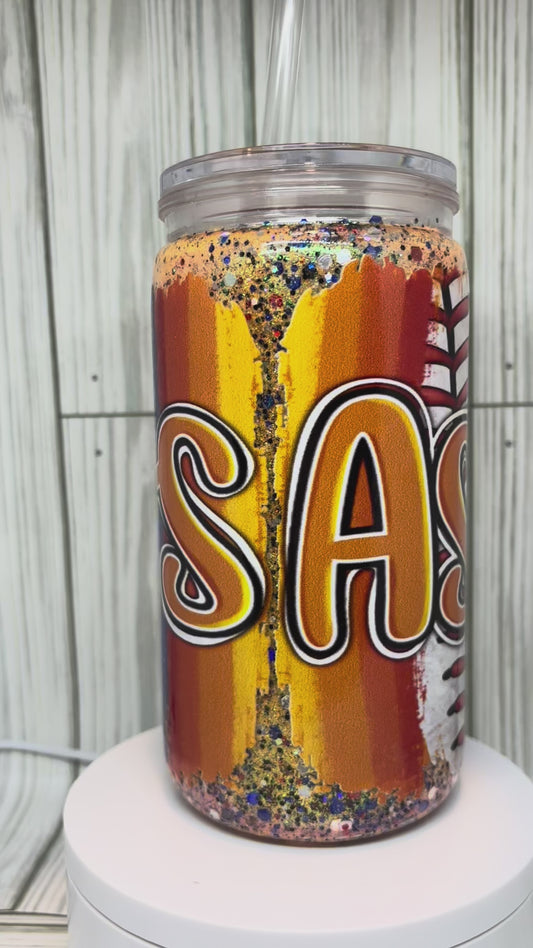 16oz Dry Glitter Astros Baseball Tumbler