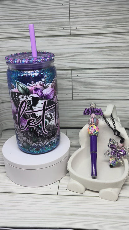 16oz Dry Glitter "Let Them"  Acrylic Tumbler Kit